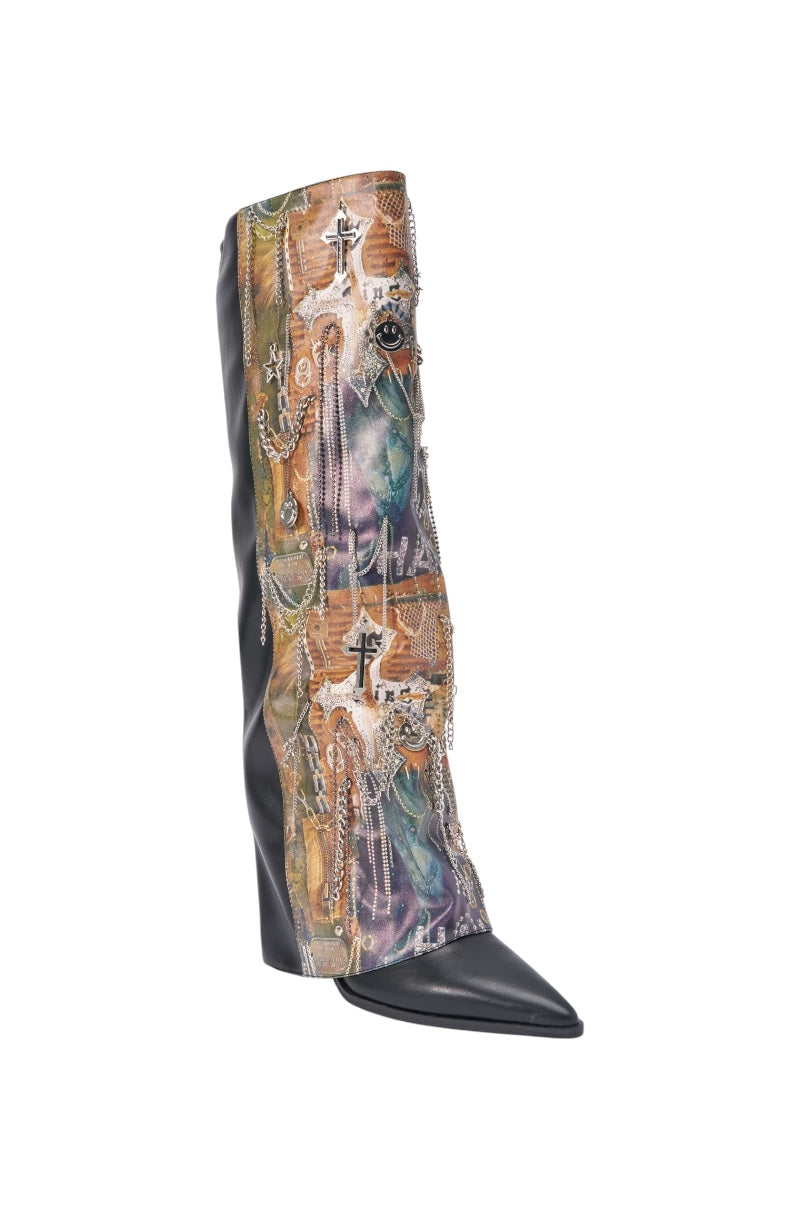 « Éclisse » — Bottes à talon bloc, Multicolore