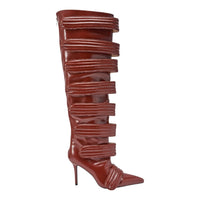 « Féline » — Bottes à talon stiletto, Cognac
