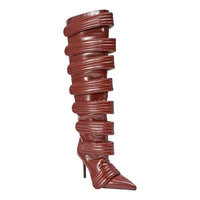« Féline » — Bottes à talon stiletto, Cognac