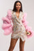 « Joyau » — Robe Blazer Brocart à Volants, Rose Doré
