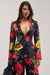 « Fleur Sauvage » — Blazer Satiné Fleuri, Noir et Rouge