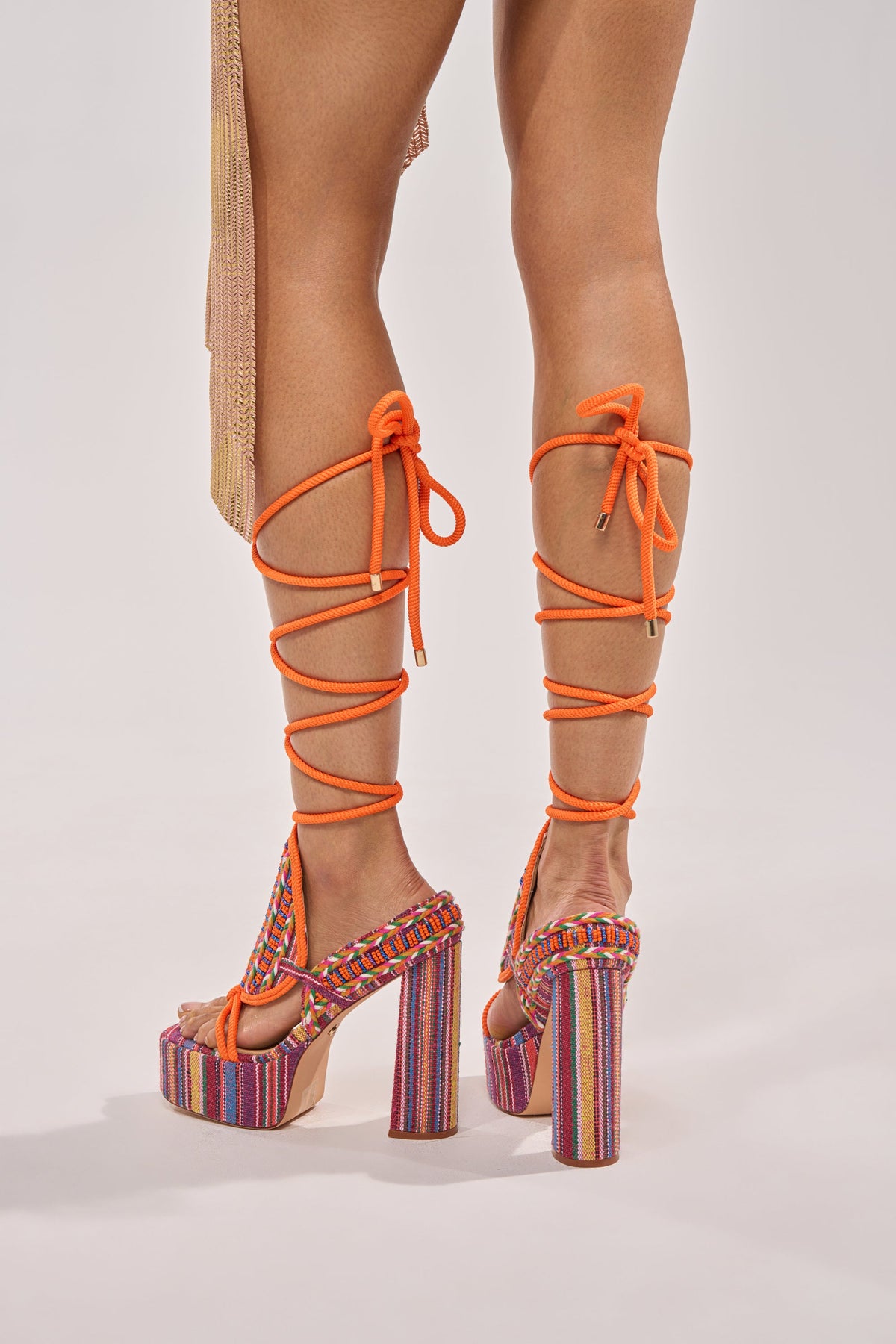 AKIRA GOLD KALINA MULTI CHUNKY BEADED SANDAL
