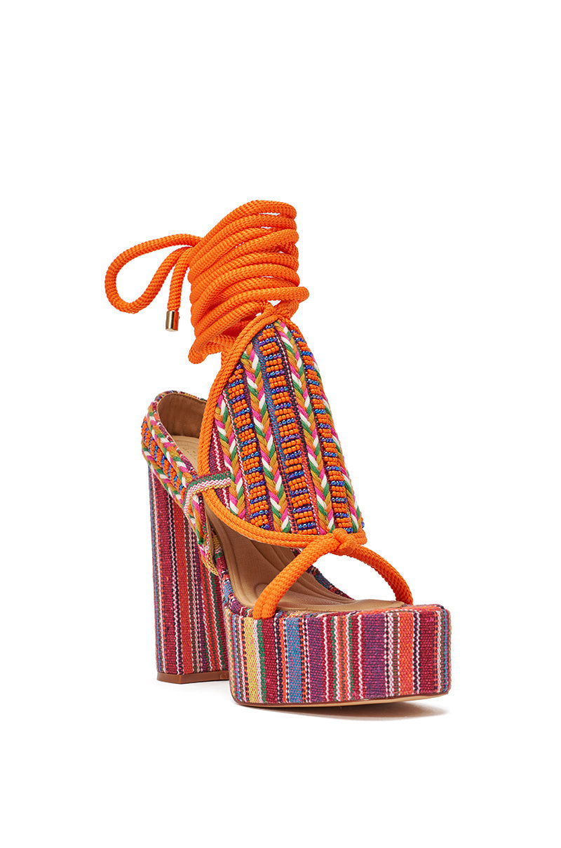 « Calypso » — Sandales Chunky Perlées Multi-Couleurs