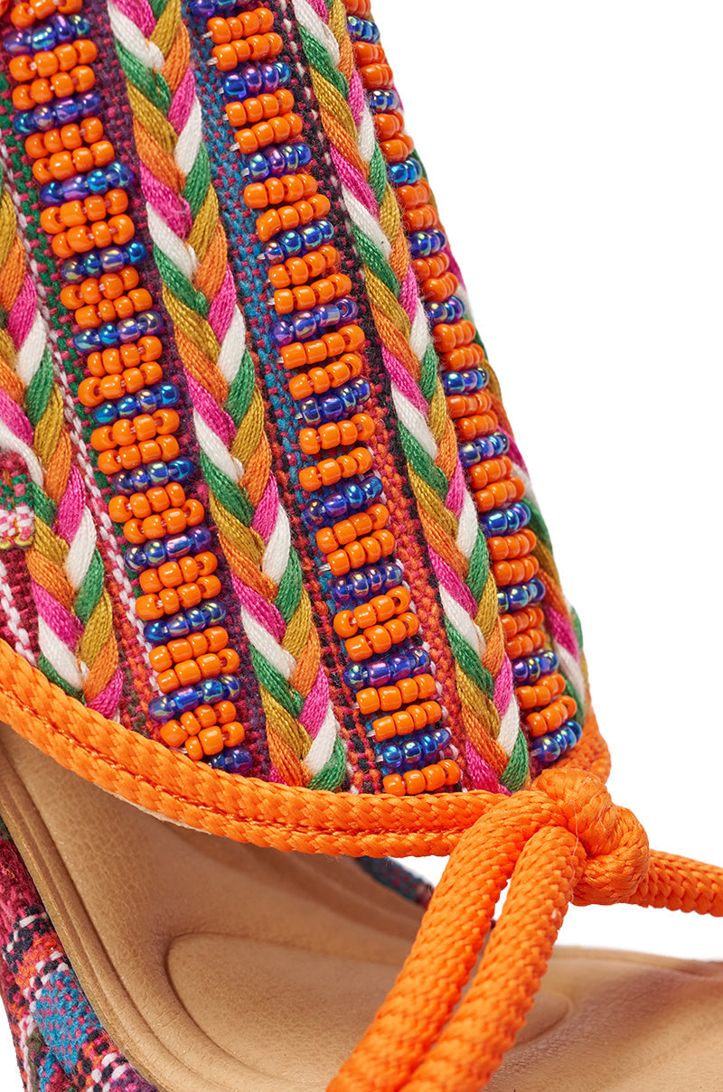 « Calypso » — Sandales Chunky Perlées Multi-Couleurs