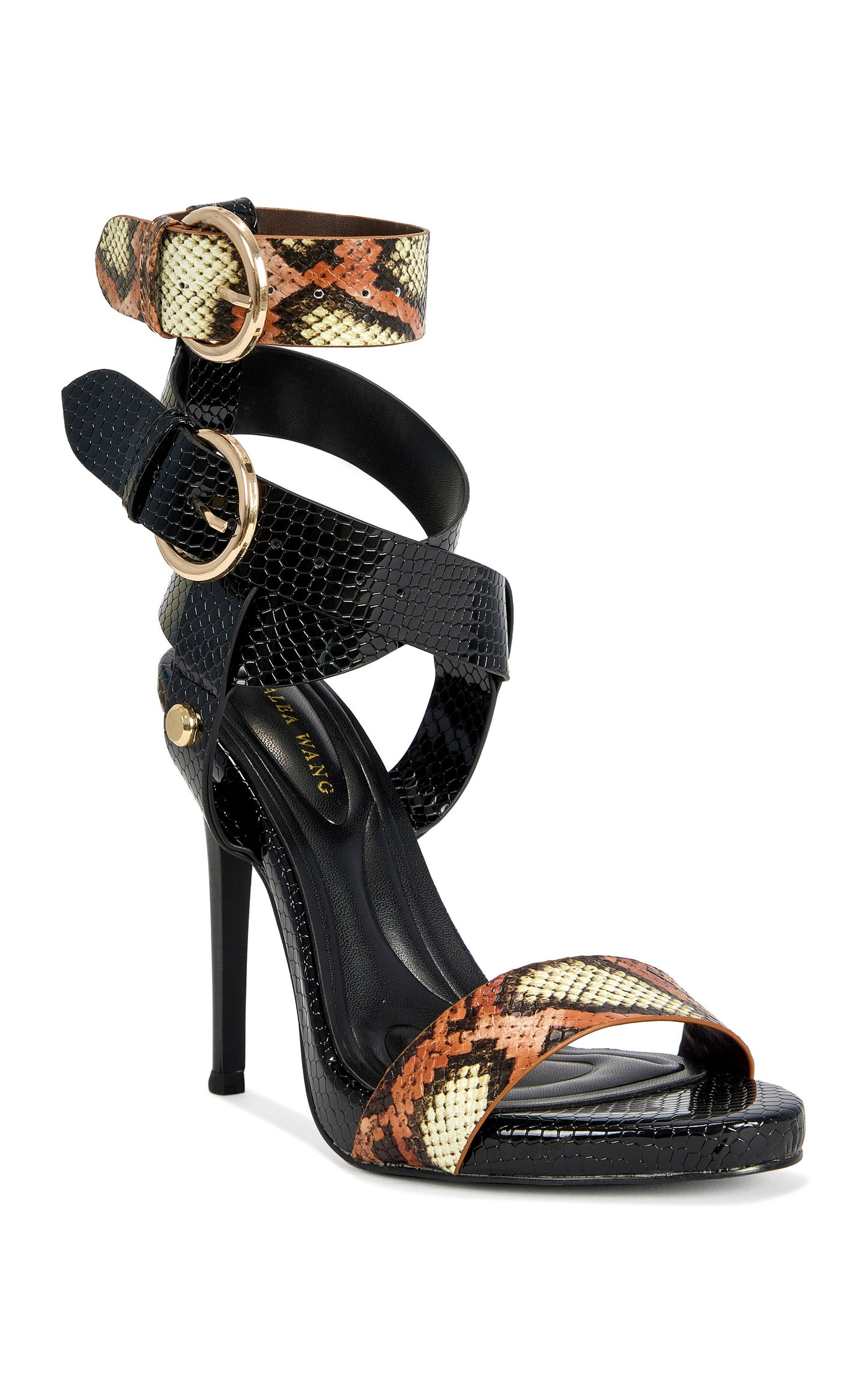 « Sillage » — Sandales Stiletto à Boucles, Noir et Python