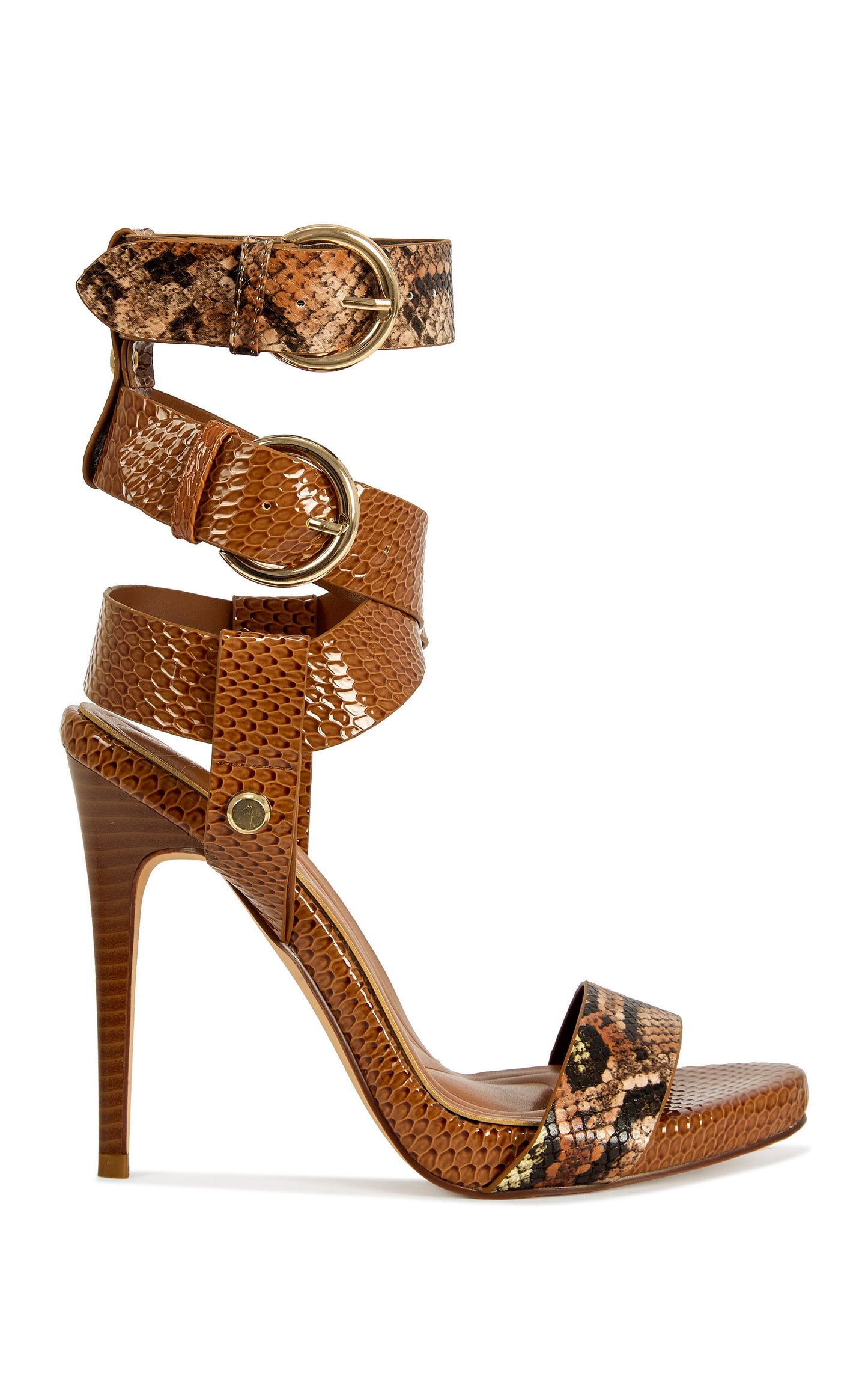 « Sillage » — Sandales Stiletto à Boucles, Cognac et Python