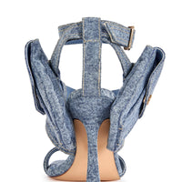 « Cargo » — Sandales Stiletto en Denim à Poches, Bleu