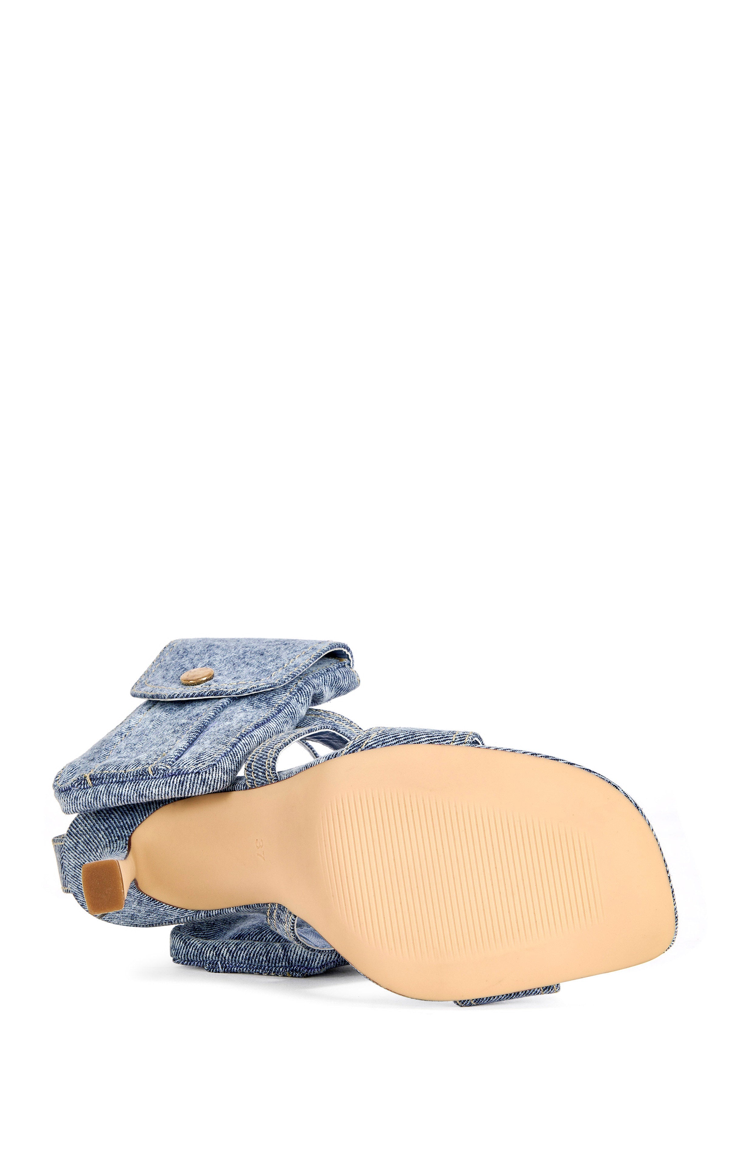 « Cargo » — Sandales Stiletto en Denim à Poches, Bleu