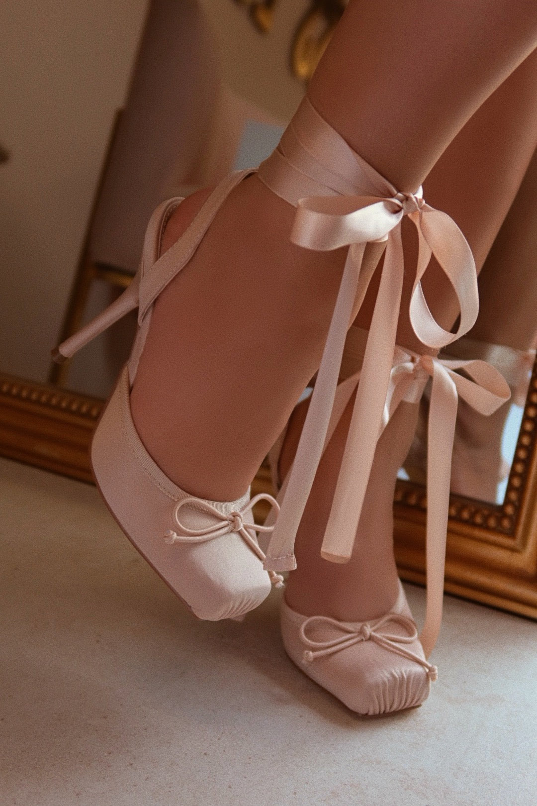 Arabesque Escarpins Ballet Lacés Nude