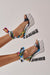 AKIRA GOLD MAGRITTE MULTI STRIPE PRINT CHUNKY PLATFORM SANDAL