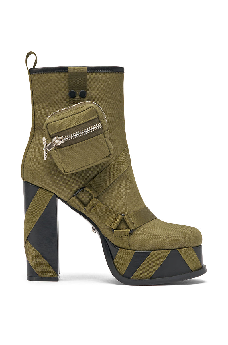 « Éclat » — Bottines à talon bloc, Olive