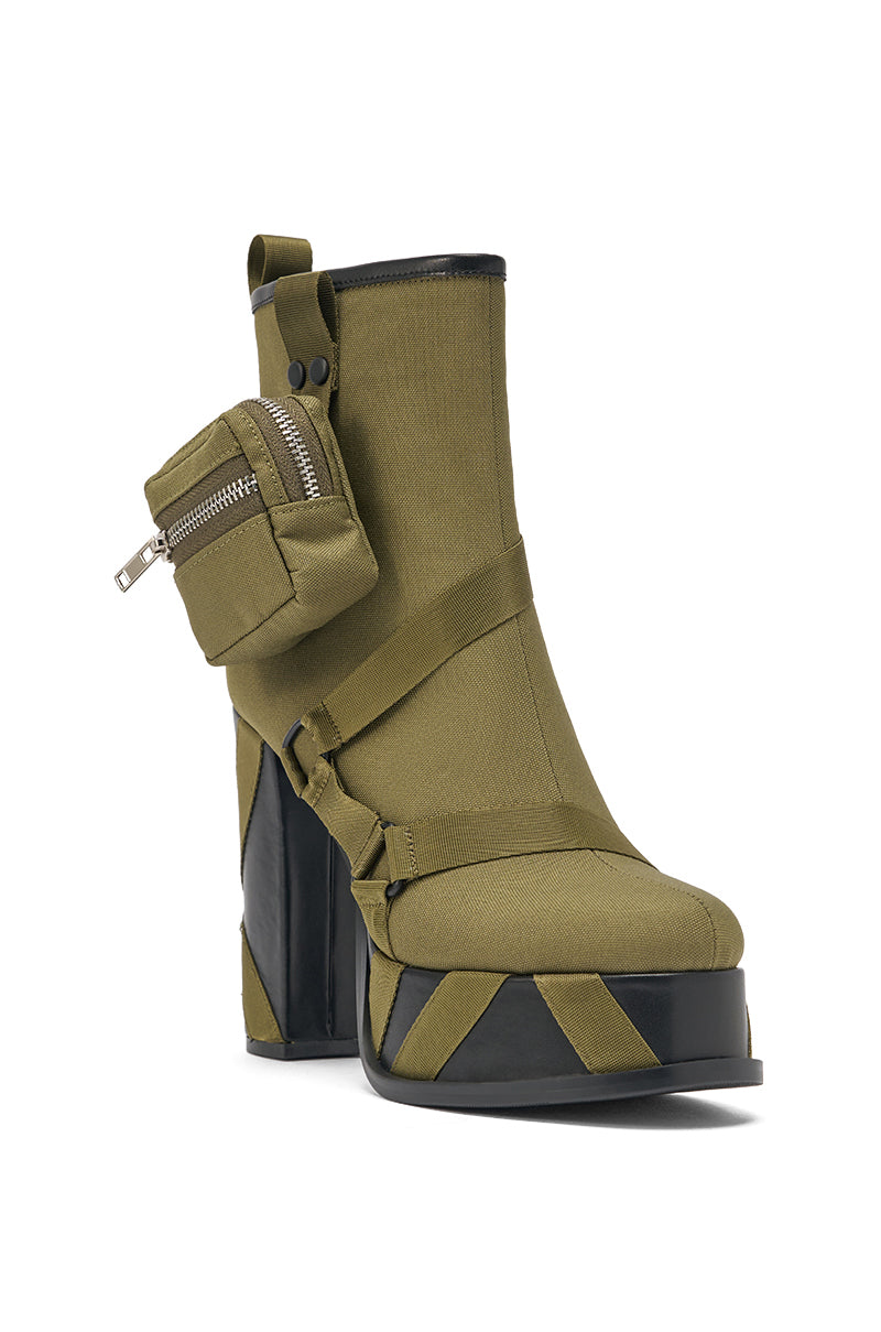 « Éclat » — Bottines à talon bloc, Olive