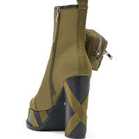 « Éclat » — Bottines à talon bloc, Olive