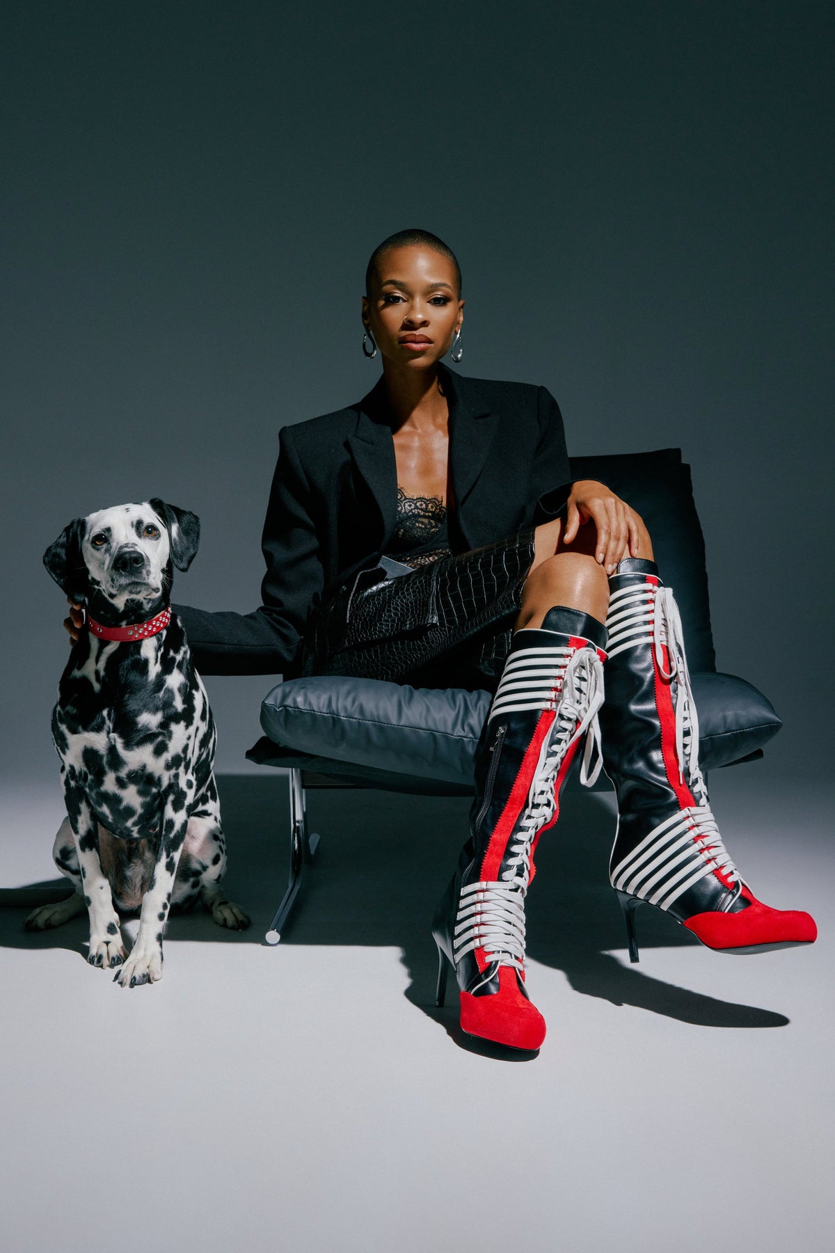 « Nacrée » — Bottes à talon stiletto, Rouge