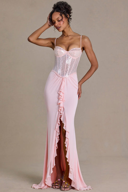 Robe longue Béatrice rose Blossom