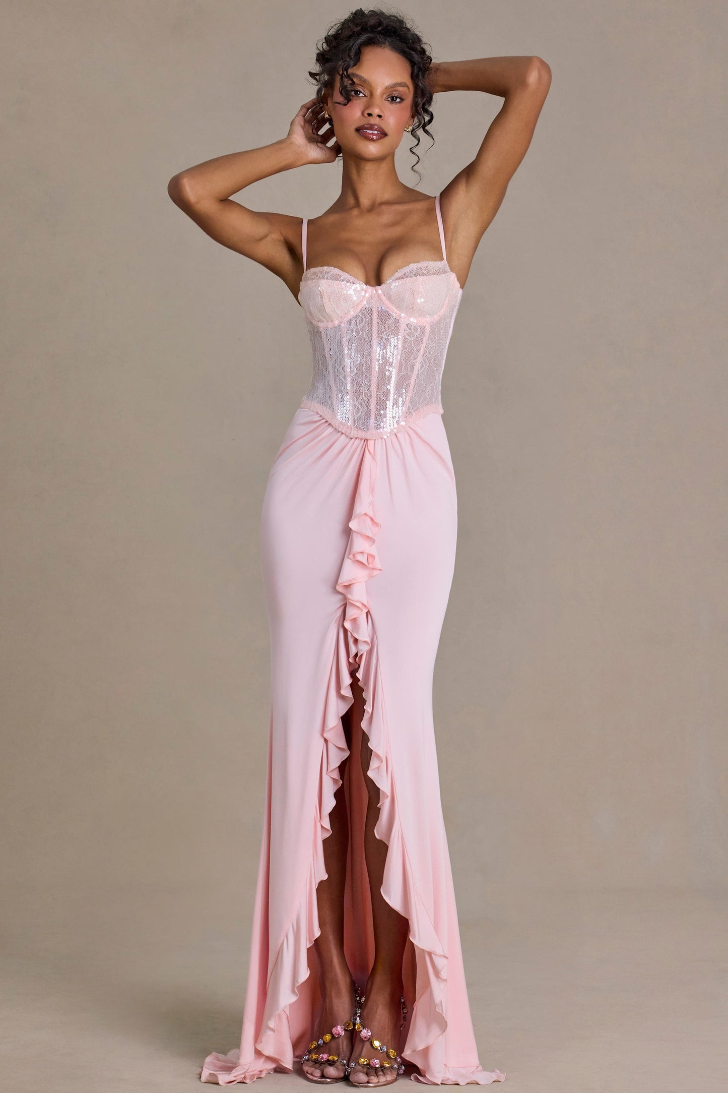 Robe longue Béatrice rose Blossom