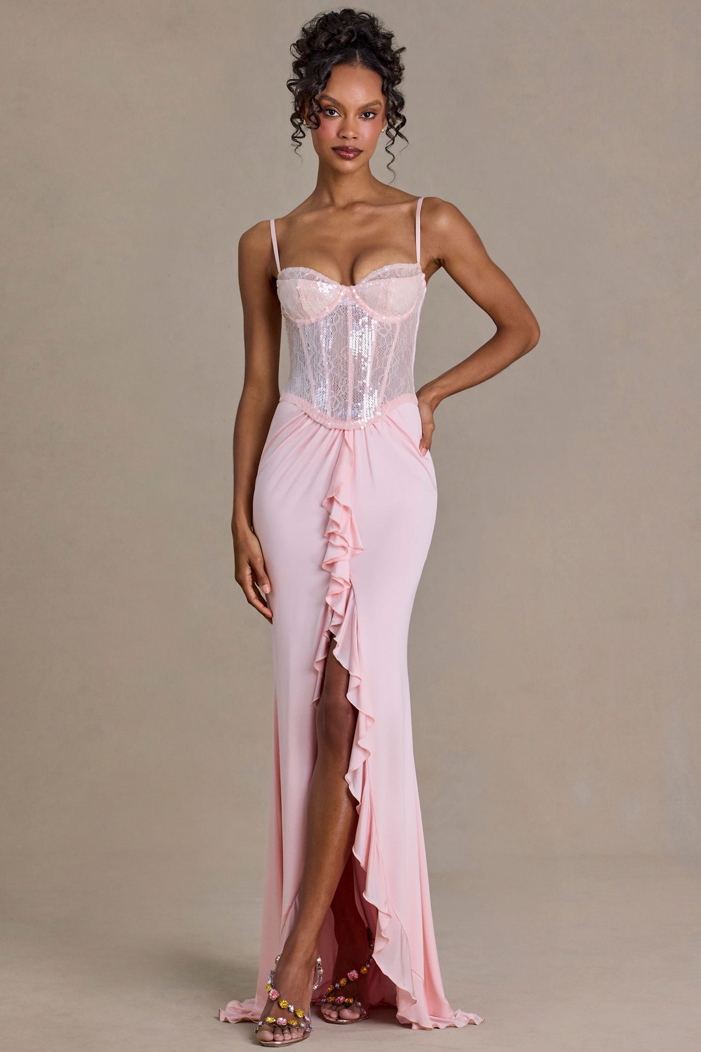 Robe longue Béatrice rose Blossom