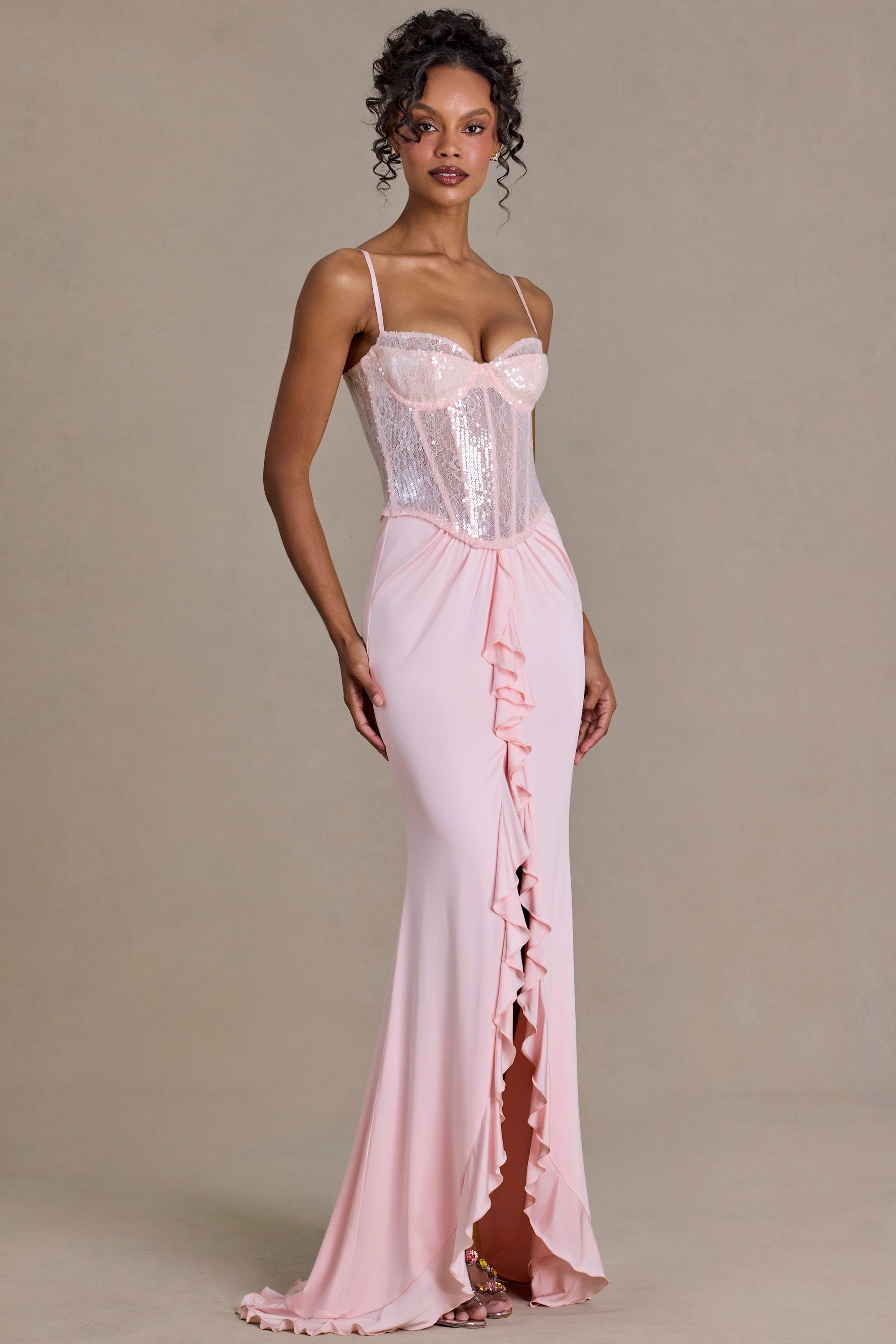 Robe longue Béatrice rose Blossom