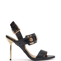 AZALEA WANG OREL BLACK HARDWARE EMBELLISHED STILETTO SANDAL