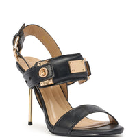 AZALEA WANG OREL BLACK HARDWARE EMBELLISHED STILETTO SANDAL