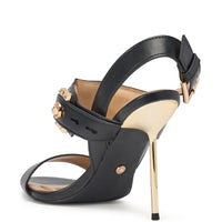 AZALEA WANG OREL BLACK HARDWARE EMBELLISHED STILETTO SANDAL