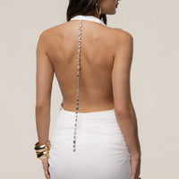 « Ariana » — Robe Longue Plongeante Dos Nu, Blanc