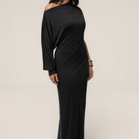 « Joyau d'Hiver » — Robe Longue Asymétrique, Noir