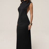 « Joyau d'Hiver » — Robe Longue Asymétrique, Noir
