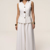 « Costa » — Ensemble Pantalon Tailleur, Blanc