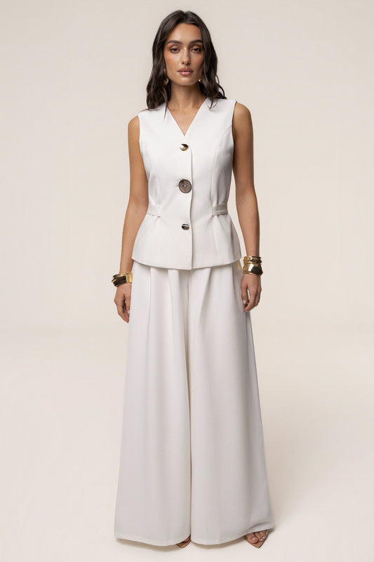 « Costa » — Ensemble Pantalon Tailleur, Blanc