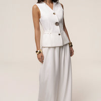 « Costa » — Ensemble Pantalon Tailleur, Blanc