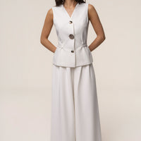 « Costa » — Ensemble Pantalon Tailleur, Blanc