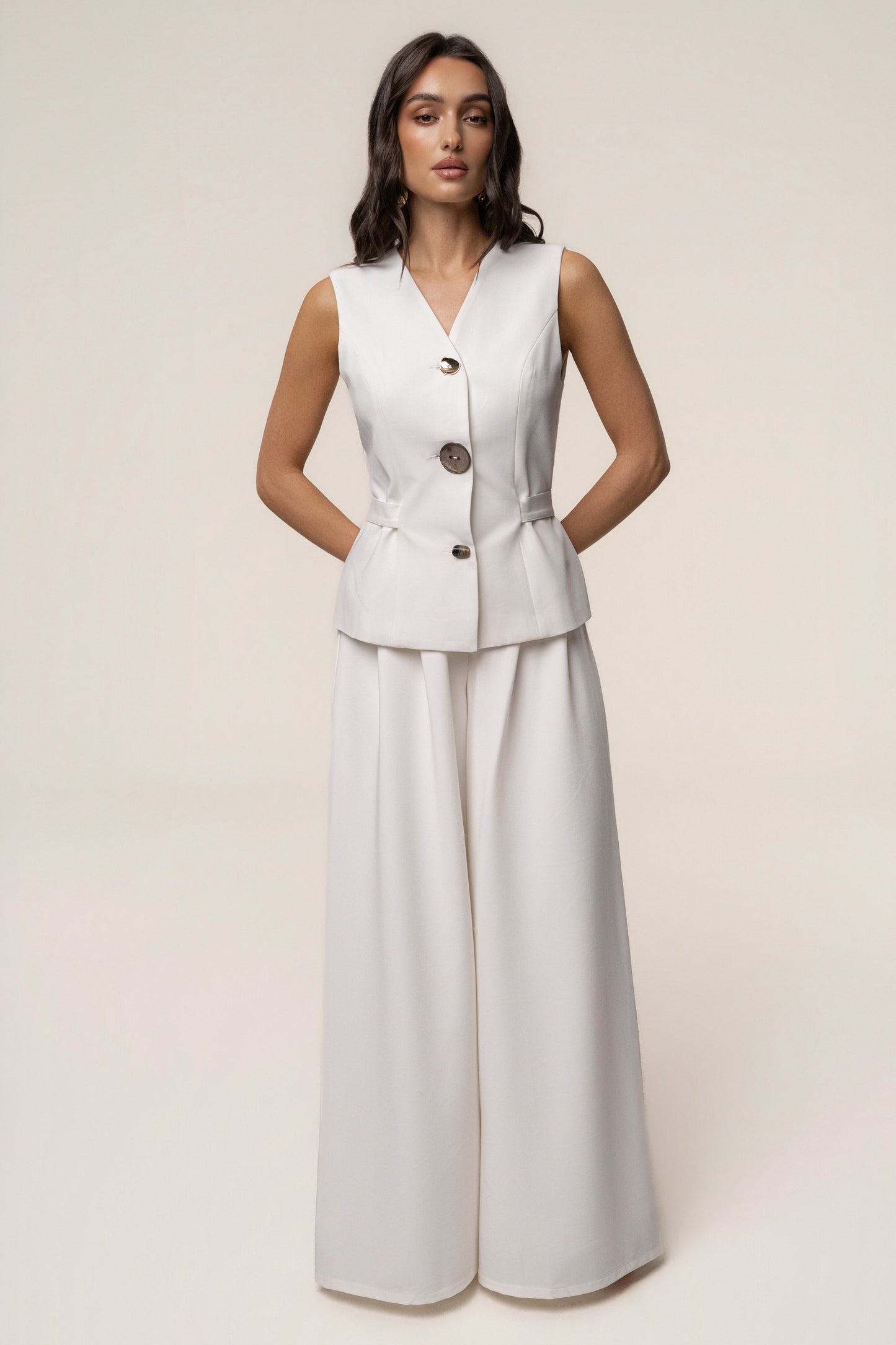 « Costa » — Ensemble Pantalon Tailleur, Blanc