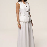 « Costa » — Ensemble Pantalon Tailleur, Blanc