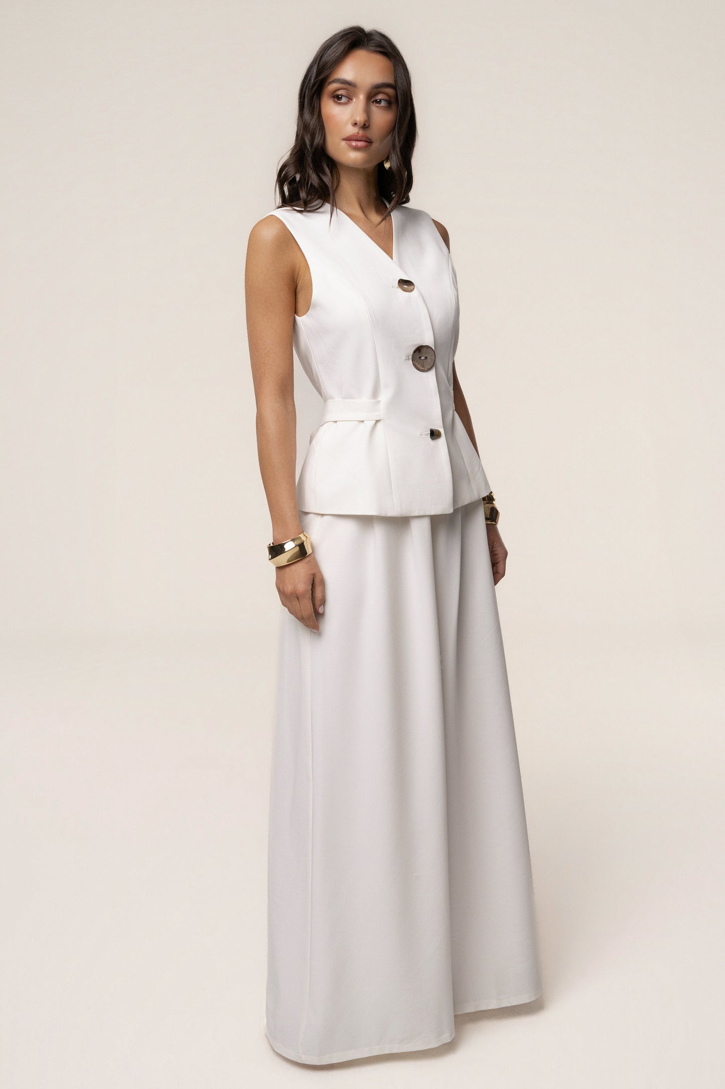 « Costa » — Ensemble Pantalon Tailleur, Blanc