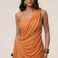 « Mocha » — Robe Portefeuille Drapée, Corail