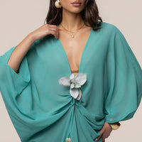 « Jours Sans Fin » — Robe Cache-Maillot Kaftan, Sarcelle