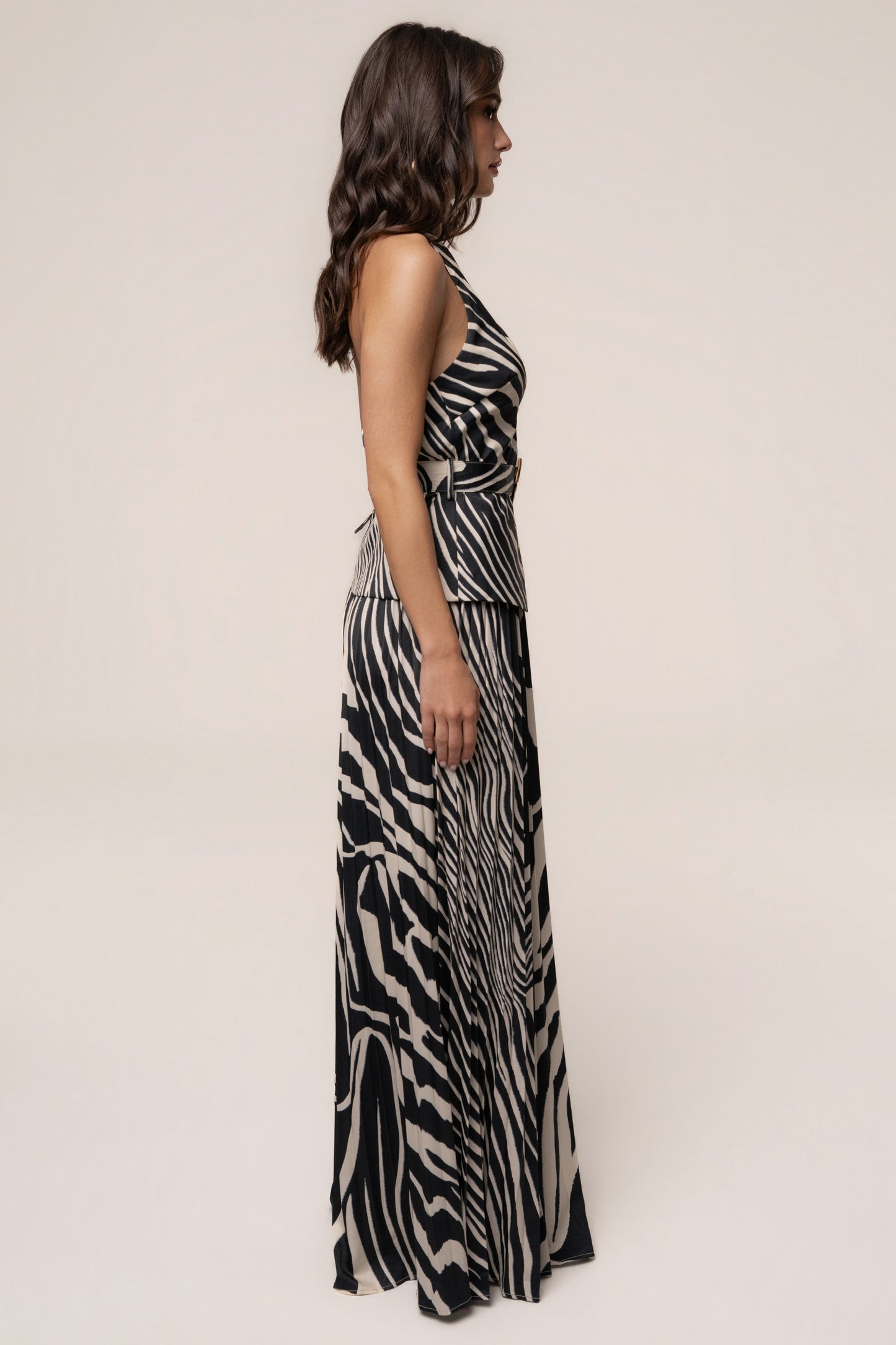 « Oasis Sauvage » — Ensemble Pantalon Large Imprimé, Noir
