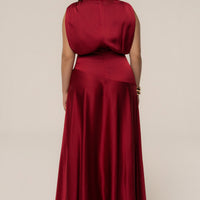 « Amalia » — Robe Longue Satinée, Rouge