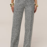 « Ligne Urbaine » — Pantalon Droit en Tweed, Gris Clair