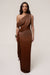 « Céleste » — Robe Longue Drapée Bandage, Or
