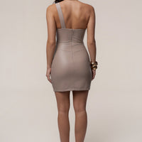 «Éclat monépaule» — robe mini, beige