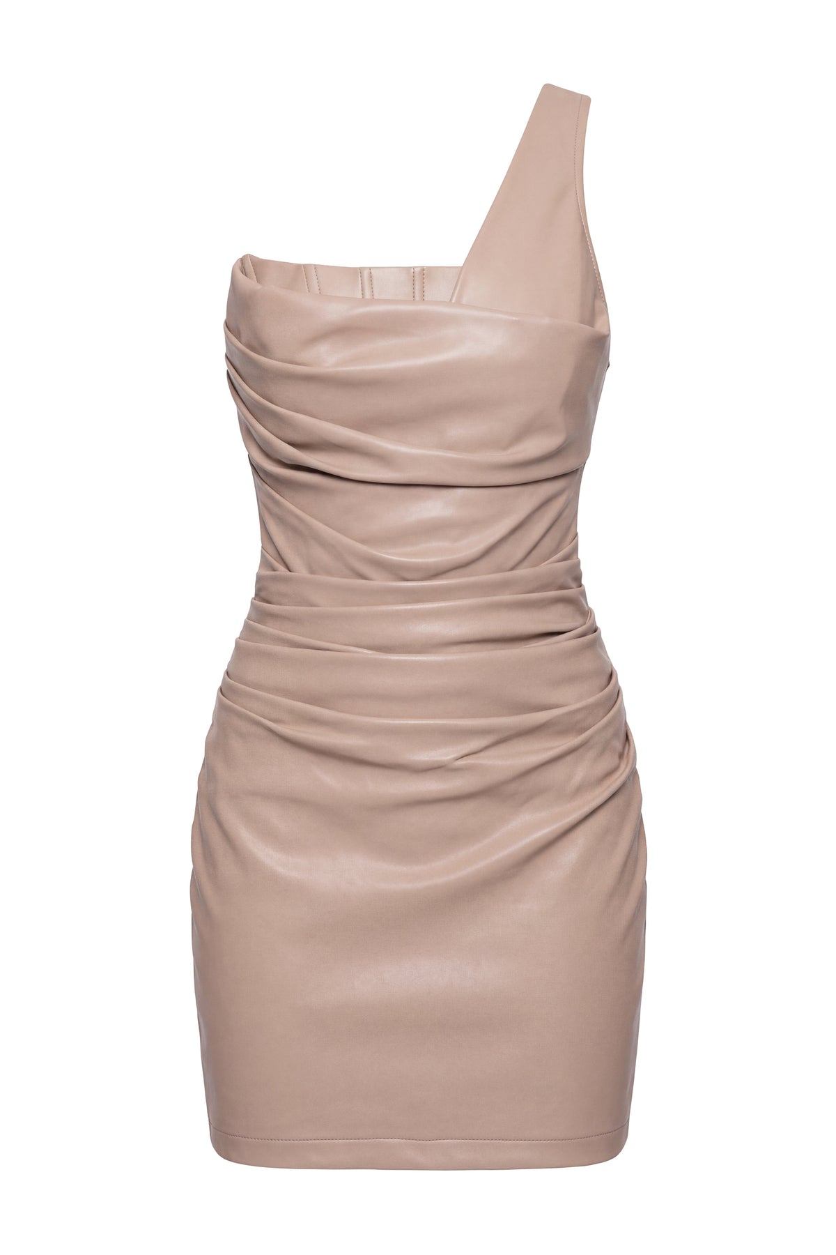 «Éclat monépaule» — robe mini, beige