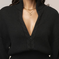 « Douceur » — Robe Longue en Maille Câble, Noir