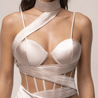 « Heure Dorée » — Robe Longue Corset, Champagne