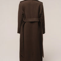 «Ligne savane» — manteau long ceinturé, chocolat