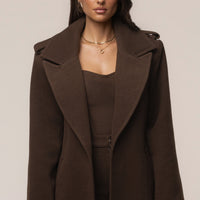 «Ligne savane» — manteau long ceinturé, chocolat