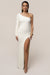« Neige Alpine » — Robe Longue Asymétrique Fendue, Ivoire