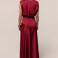 « Amalia » — Robe Longue Satinée, Rouge