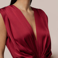 « Amalia » — Robe Longue Satinée, Rouge